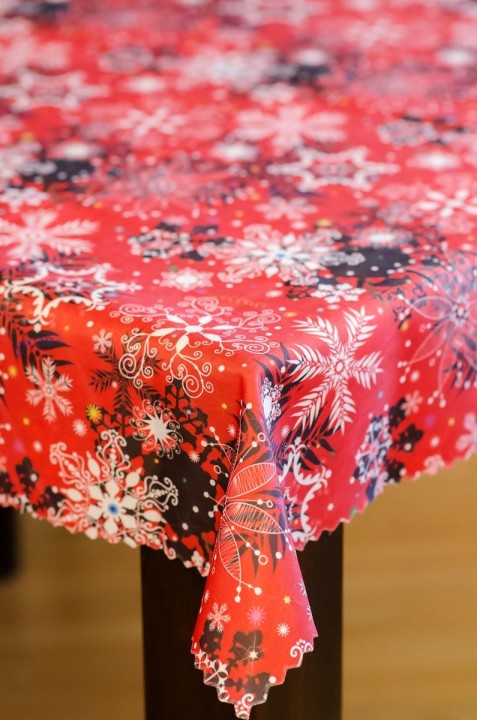 Obrus świąteczny 220x120 Boże Narodzenie czerwony