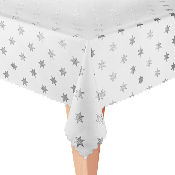 Obrus świąteczny srebrne gwiazdki