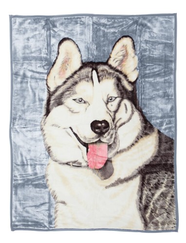 Koc Elway Akrylowy Gruby 160x210 Szary Pies Husky
