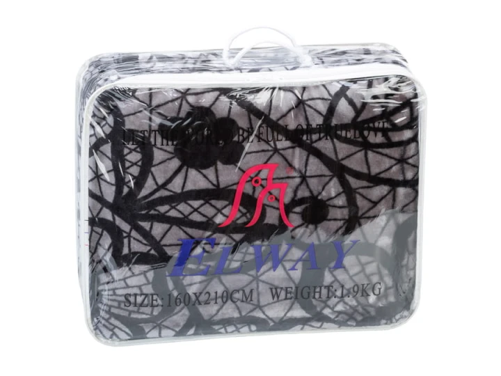 Koc Elway Akrylowy Gruby 160x210 Szary Czarna Koronka