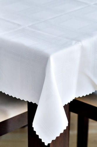 Obrus biały plamoodporny okrągły średnica 160 cm.