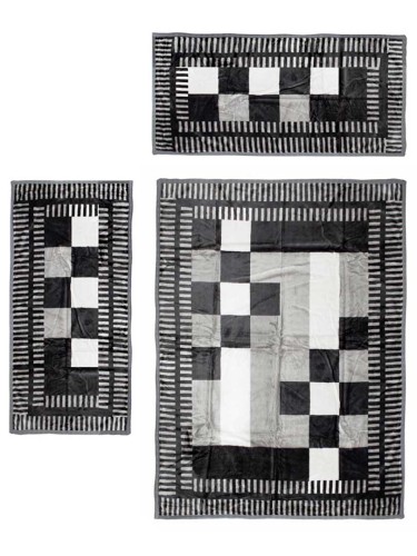 Komplet Elway Szachownica Szary | Narzuta 160x210 cm