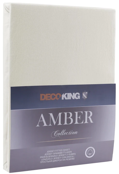DecoKing prześcieradło ecru jersey z gumką 100x200