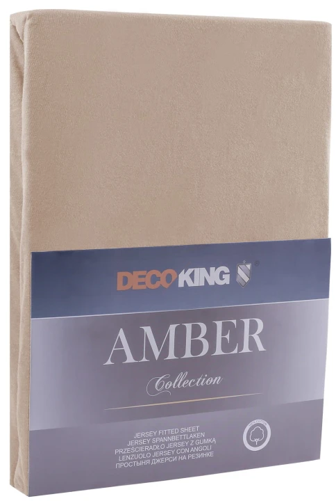 DecoKing prześcieradło jersey cappuccino z gumką 100x200