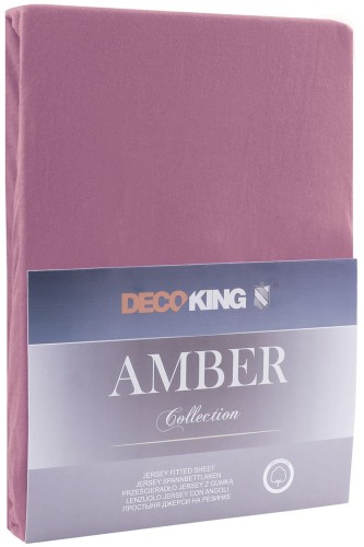 DecoKing prześcieradło jersey śliwkowe z gumką 100x200