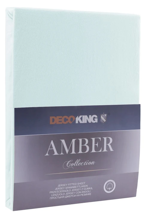 DecoKing prześcieradło jersey mroźny błękit z gumką 100x200