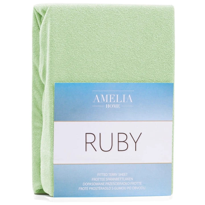 AmeliaHome prześcieradło frotte zielone z gumką 100x200.