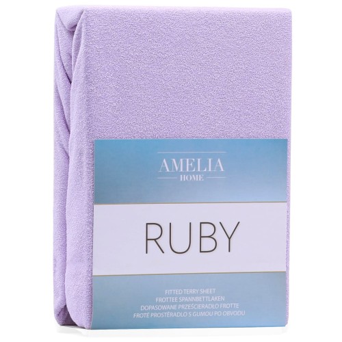 AmeliaHome prześcieradło frotte liliowe z gumką 100x200.