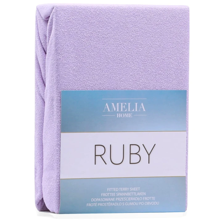 AmeliaHome prześcieradło frotte liliowe z gumką 100x200.