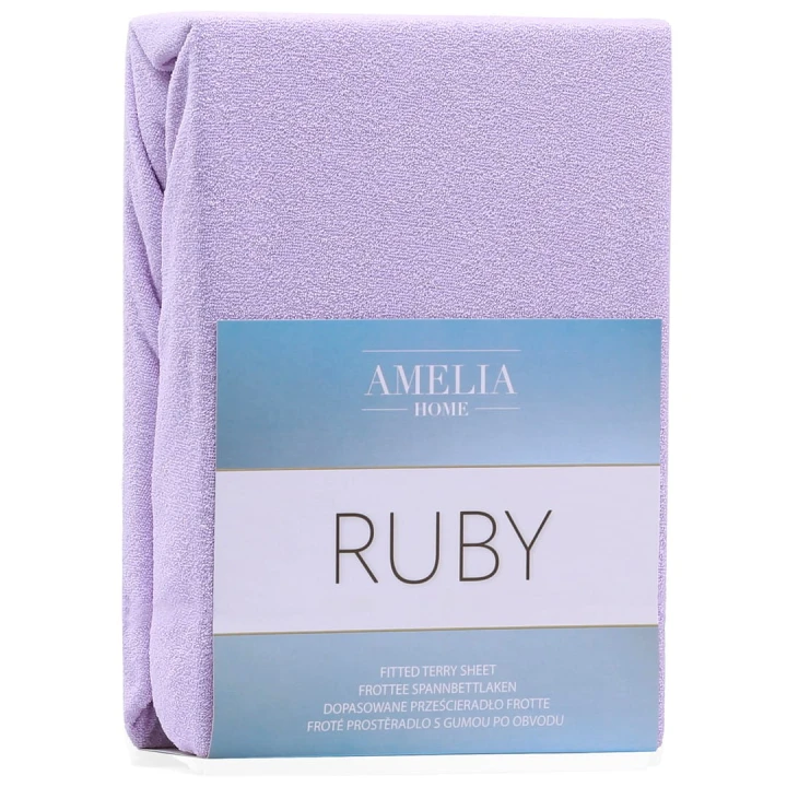 AmeliaHome prześcieradło frotte liliowe z gumką 100x200.