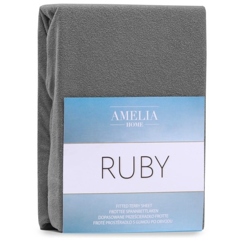AmeliaHome prześcieradło frotte grafitowe z gumką 100x200.