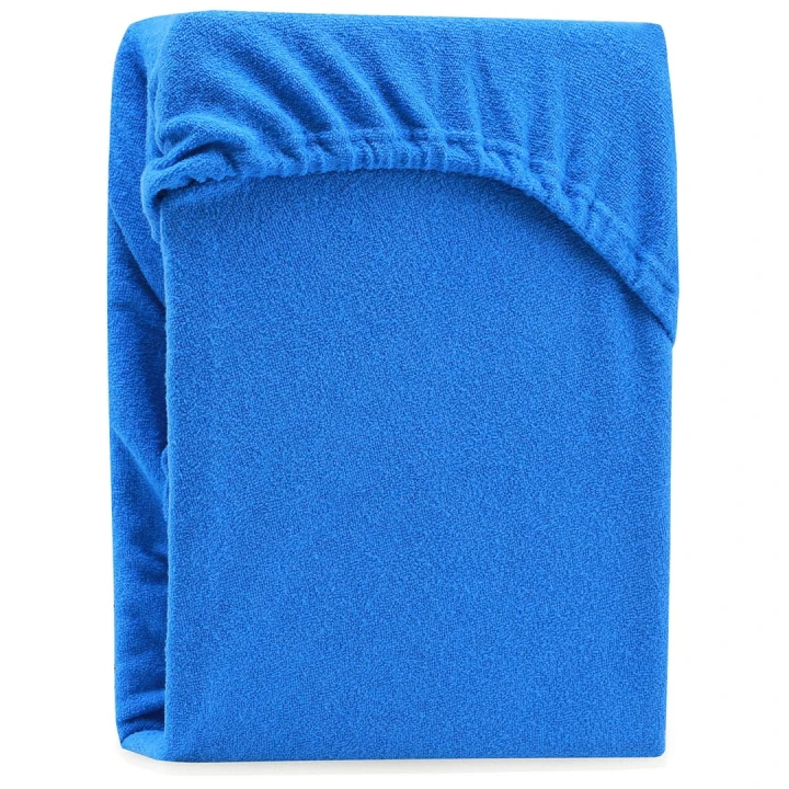 AmeliaHome prześcieradło frotte niebieskie z gumką 120x200.