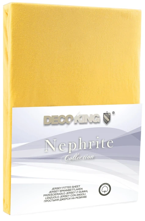 DecoKing prześcieradło żółte jersey z gumką 120x200