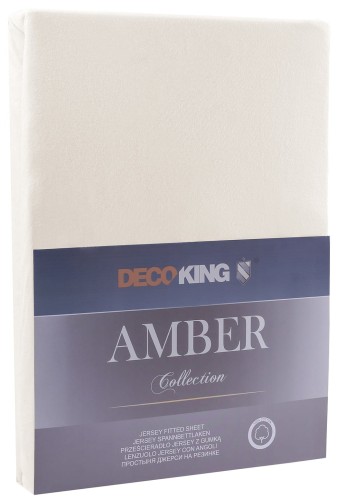DecoKing prześcieradło beżowe jersey z gumką 140x200