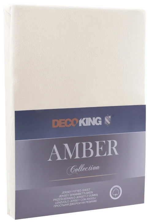 DecoKing prześcieradło beżowe jersey z gumką 140x200