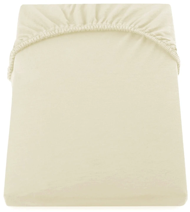 DecoKing prześcieradło kremowe jersey z gumką 140x200