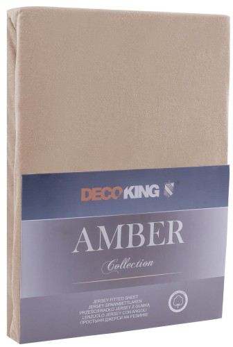 DecoKing prześcieradło cappuccino jersey z gumką 140x200