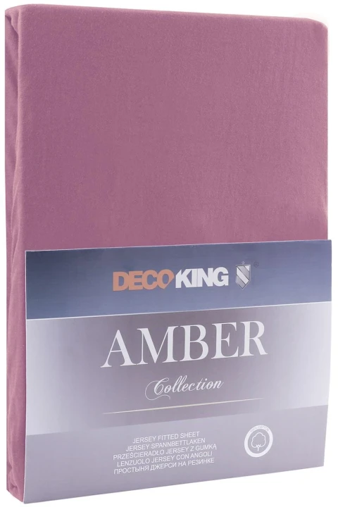 DecoKing prześcieradło śliwkowe jersey z gumką 140x200