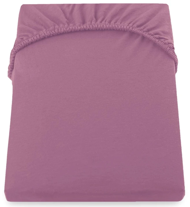 DecoKing prześcieradło śliwkowe jersey z gumką 140x200