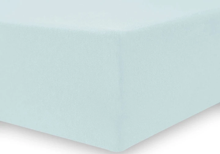 DecoKing prześcieradło jersey mroźny błękit z gumką 140x200