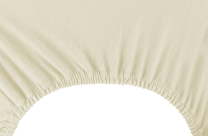 DecoKing prześcieradło jersey kremowe z gumką 160x200