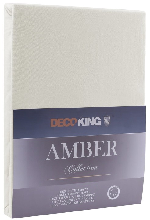 DecoKing prześcieradło jersey ecru z gumką 160x200