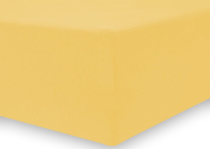 DecoKing prześcieradło jersey żółte z gumką 160x200