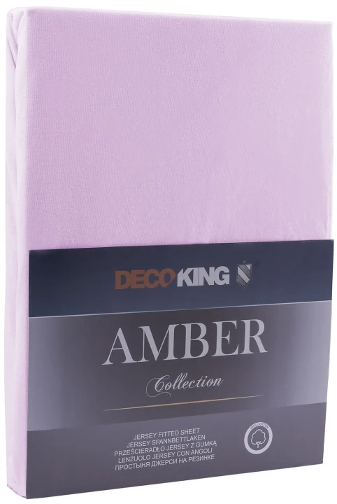 DecoKing prześcieradło jersey liliowe z gumką 160x200