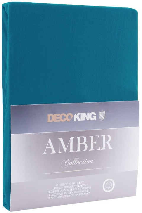 DecoKing prześcieradło szafirowe niebieskie jersey z gumką 160x200