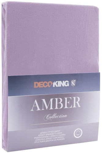 DecoKing prześcieradło jersey fioletowe z gumką 160x200