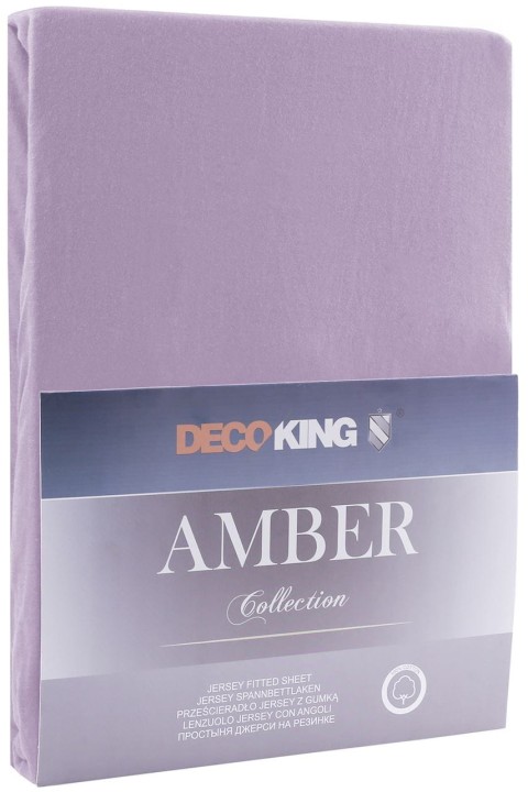 DecoKing prześcieradło jersey fioletowe z gumką 160x200