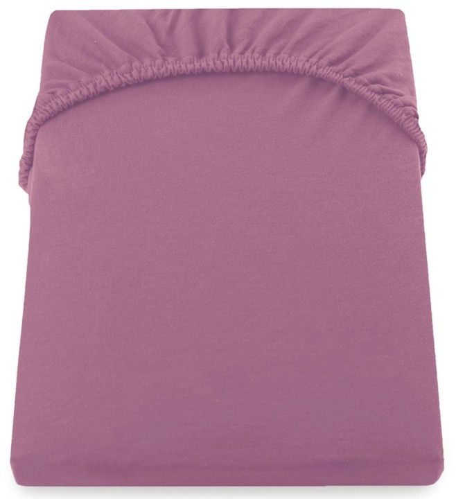 DecoKing prześcieradło jersey śliwkowe z gumką 160x200