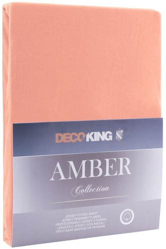DecoKing prześcieradło jersey z gumką brzoskwiniowe 160x200