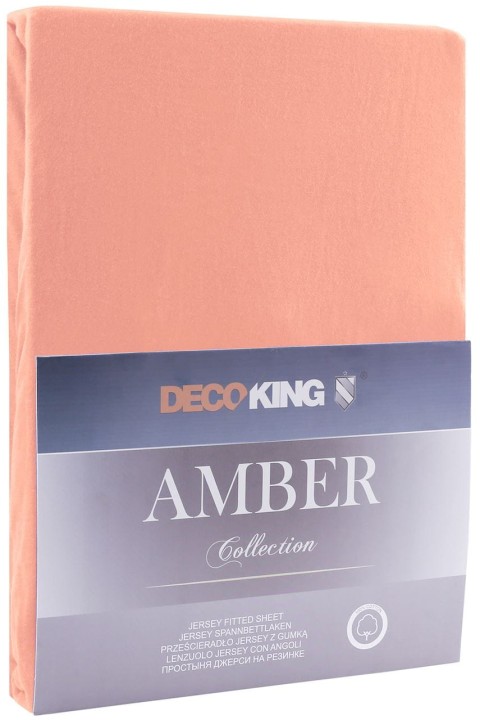 DecoKing prześcieradło jersey z gumką brzoskwiniowe 160x200