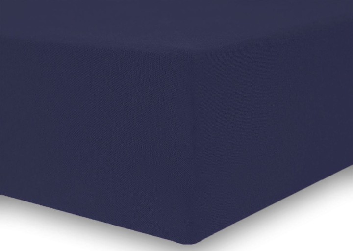DecoKing prześcieradło jersey granatowe z gumką 160x200