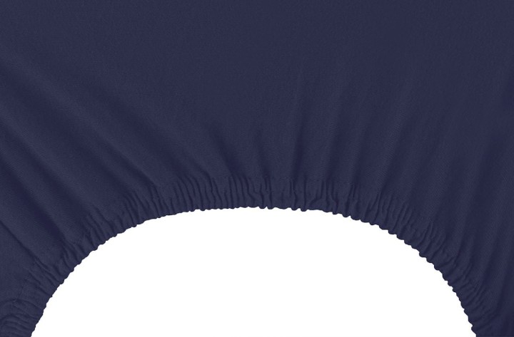 DecoKing prześcieradło jersey granatowe z gumką 160x200