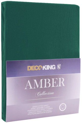 DecoKing prześcieradło jersey zieleń butelkowa z gumką 160x200