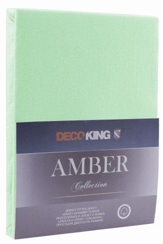 DecoKing prześcieradło zielone jersey z gumką 160x200
