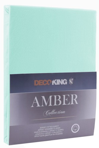 DecoKing prześcieradło jersey z gumką jasny turkus 160x200