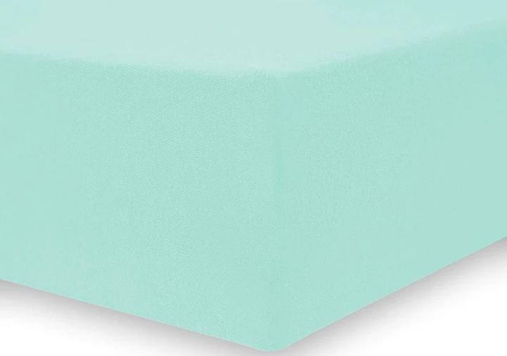 DecoKing prześcieradło jersey z gumką jasny turkus 160x200