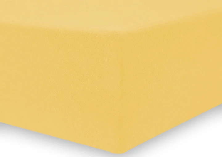 DecoKing prześcieradło jersey żółte z gumką 180x200