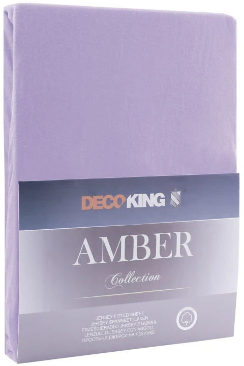 DecoKing prześcieradło jersey fioletowe z gumką 180x200