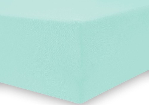 DecoKing prześcieradło jersey turkusowe z gumką 180x200