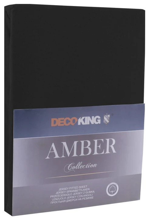 DecoKing prześcieradło jersey czarne z gumką 200x220
