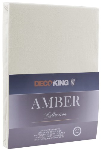 DecoKing prześcieradło jersey ecru z gumką 200x220
