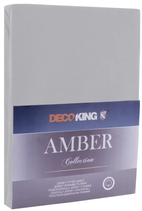 DecoKing prześcieradło jersey kolor stalowy z gumką 200x220