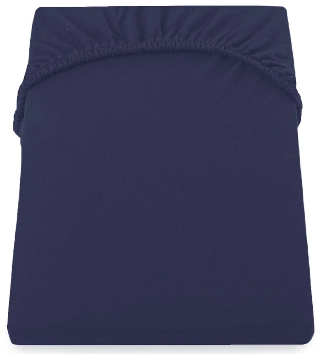 DecoKing prześcieradło jersey granatowe z gumką 200x220