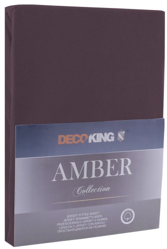 DecoKing prześcieradło jersey kolor czekoladowy z gumką 80-90x200