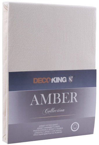 DecoKing prześcieradło kremowe jersey z gumką 80-90x200