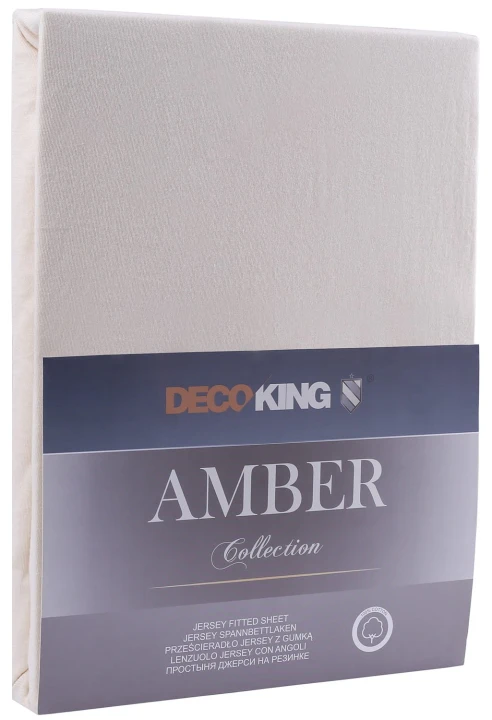 DecoKing prześcieradło kremowe jersey z gumką 80-90x200